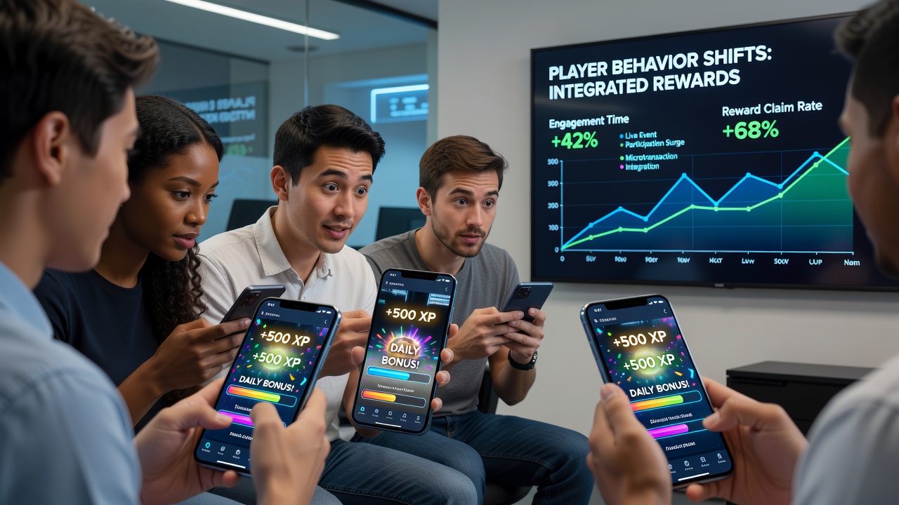 Group of players engaging with live gaming rewards on multiple smartphones