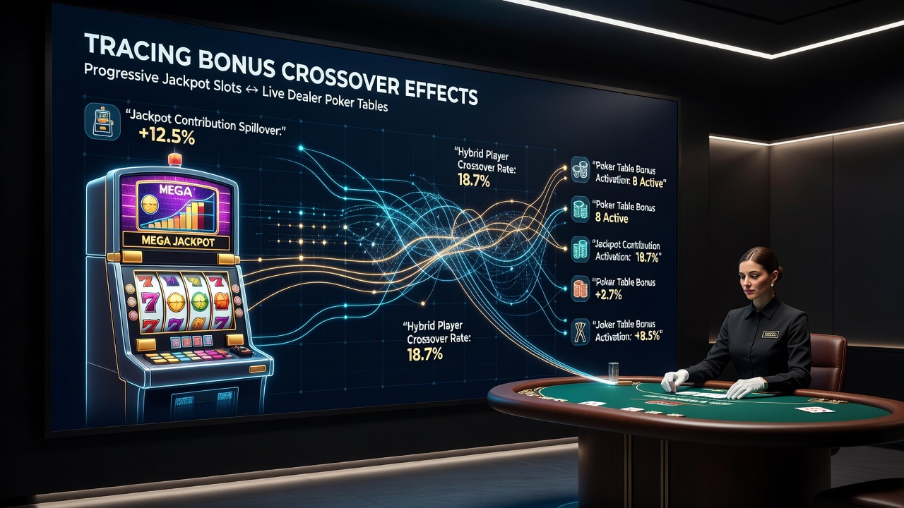 Live dealer poker interface displaying bonus credits transferred from slot jackpots in a unified betting app